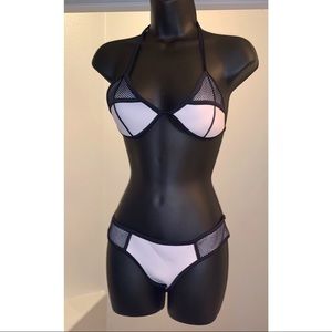 Black and white wetsuit material bikini